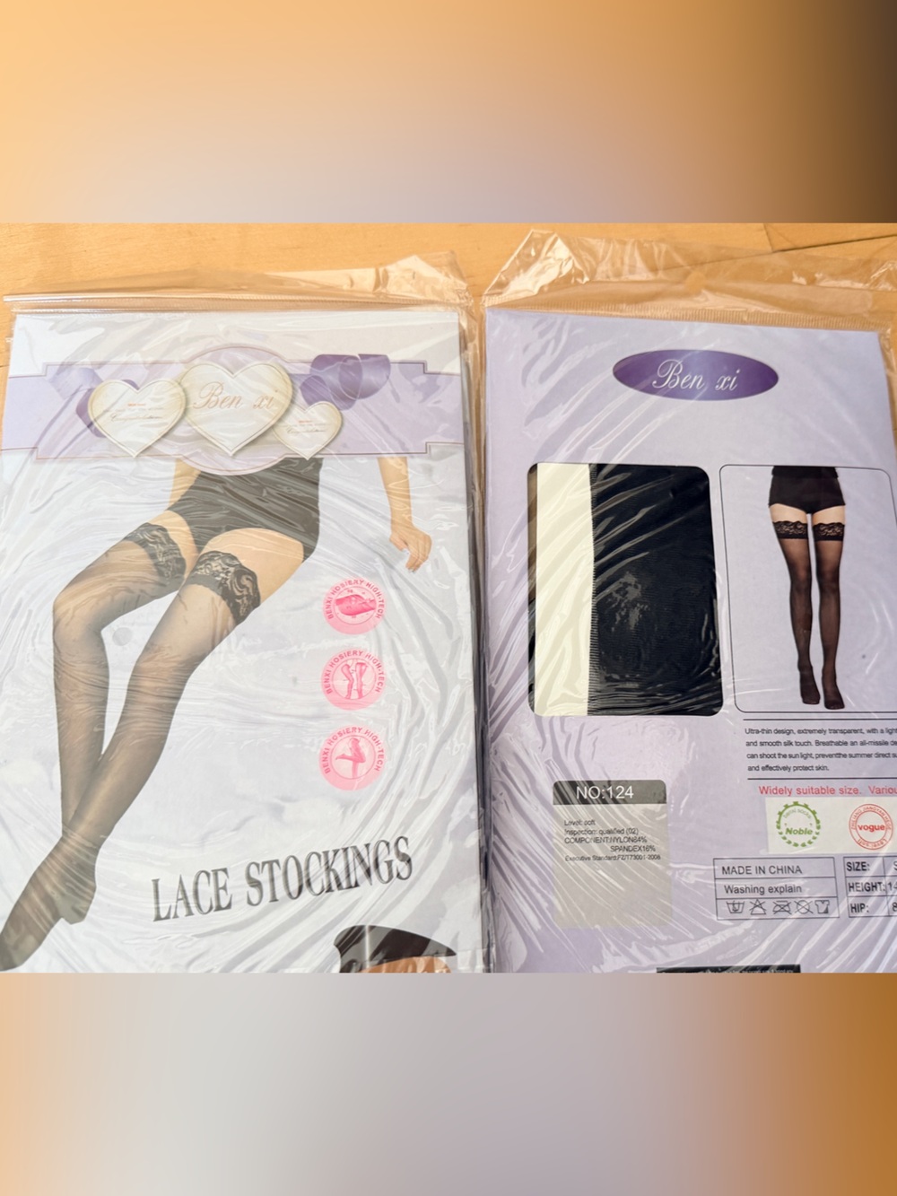 Sheer Lace-Top Thigh High Stockings - Black